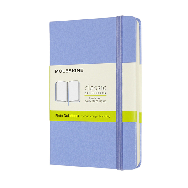 Carnet Moleskine Pocket 90x140mm uni couverture rigide bleu hortensia