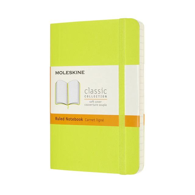 Carnet Moleskine Pocket 90x140mm ligné couverture souple vert citron