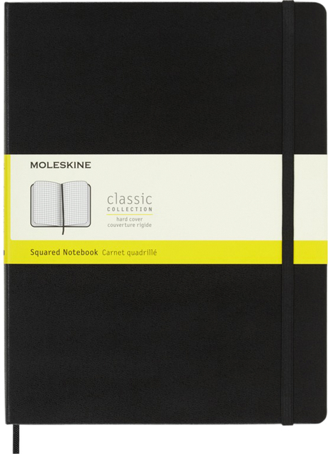 Carnet Moleskine XL 190x250mm carreau 5x5 couverture rigide noire