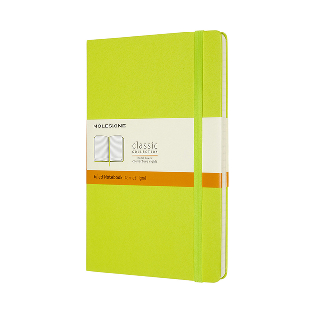 Carnet Moleskine large 130x210mm ligné couverture rigide vert citron