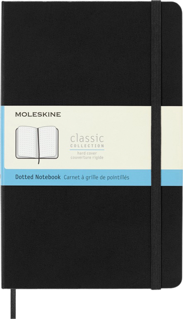 Carnet Moleskine large 130x210mm pointillé couverture rigide noir