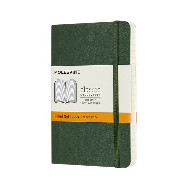 Carnet Moleskine Pocket 90x140mm ligné couverture souple vert myrte