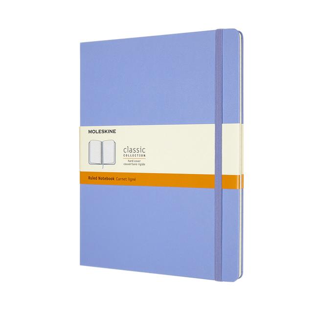 Carnet Moleskine XL 190x250mm ligné couverture rigide bleu hortensia