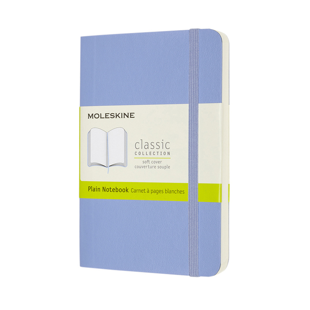 Notitieboek Moleskine pocket 90x140mm blanco soft cover hydrangea blue