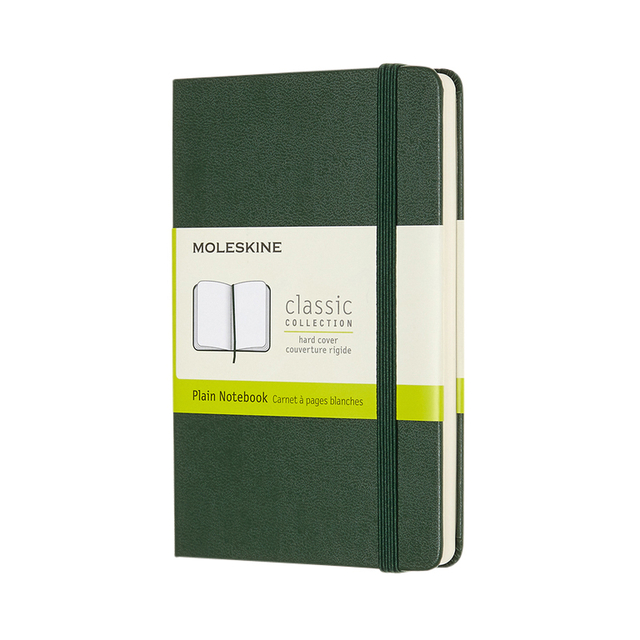 Notitieboek Moleskine pocket 90x140mm blanco hard cover myrtle green