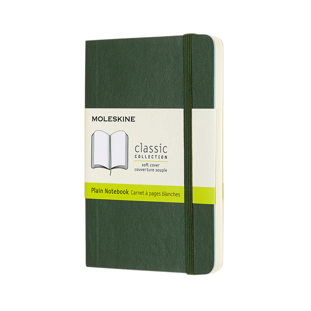 Notitieboek Moleskine pocket 90x140mm blanco soft cover myrtle green