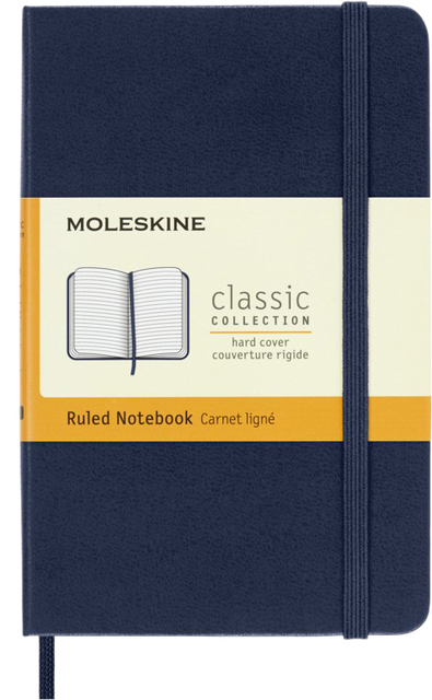 Notitieboek Moleskine pocket 90x140mm lijn hard cover sapphire blue