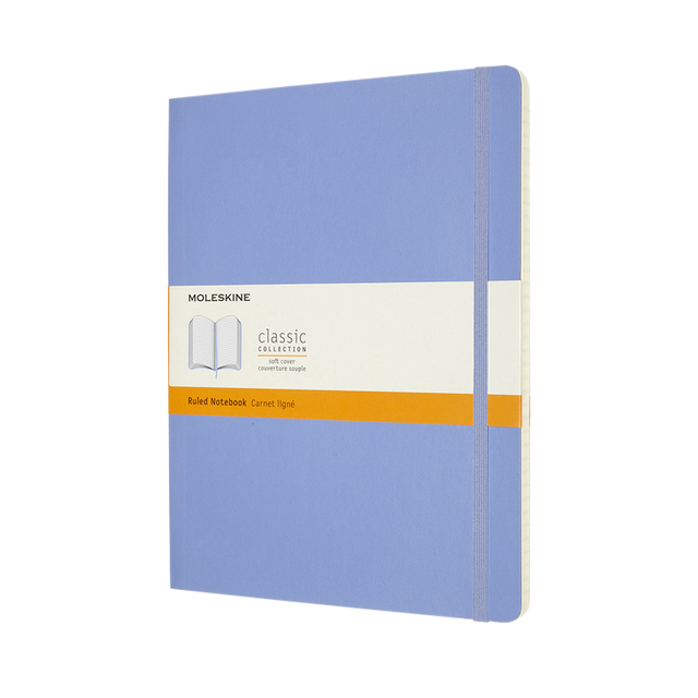 Carnet Moleskine XL 190x250mm ligné couverture souple bleu hortensia