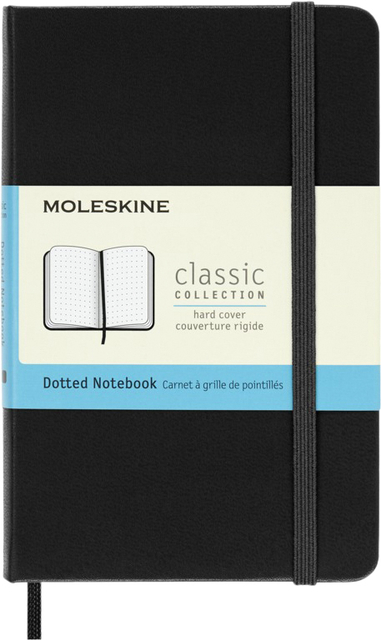 Carnet Moleskine Pocket 90x140mm pointillé couverture rigide noir