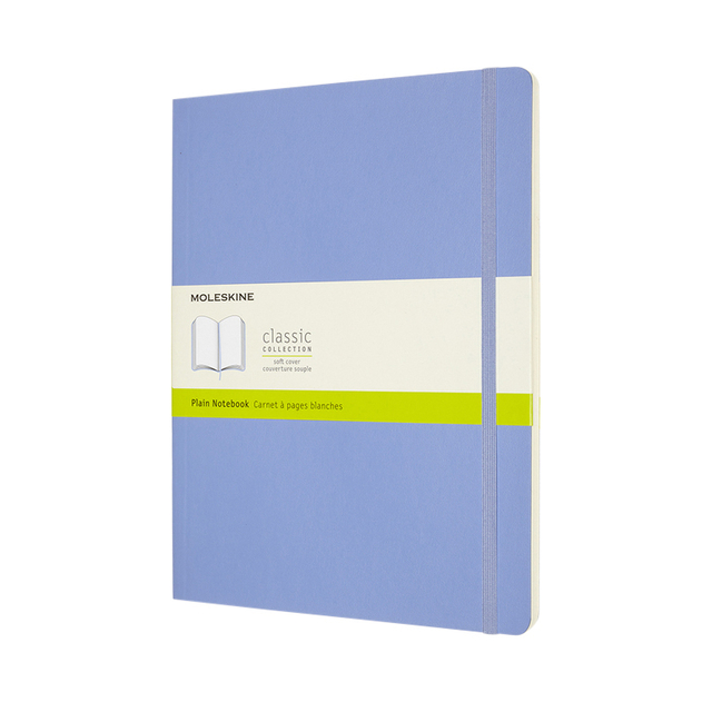 Carnet Moleskine XL 190x250mm uni couverture souple bleu hortensia