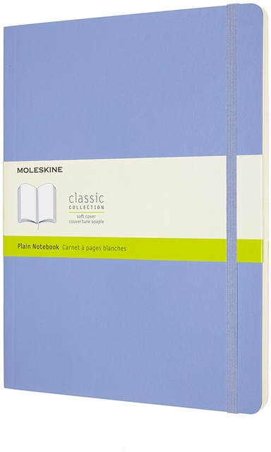 Notitieboek Moleskine XL 190x250mm blanco soft cover hydrangea blue