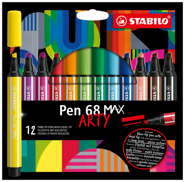 Feutre STABILO Pen 68/12 Max Arty assorti étui 12 pièces