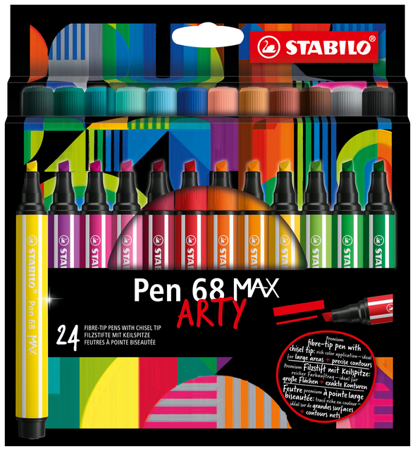 Viltstift STABILO Pen 68 Max Arty assorti etui à 24 stuks