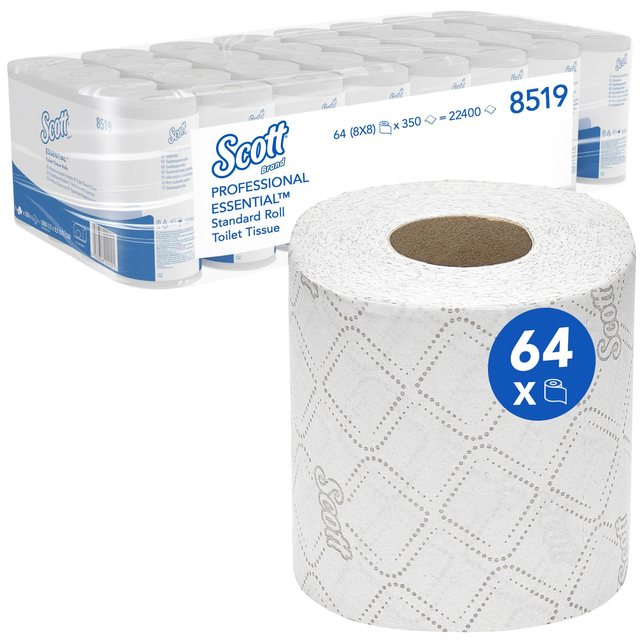 Toiletpapier Scott Essential 2-laags 350 vel wit 8519