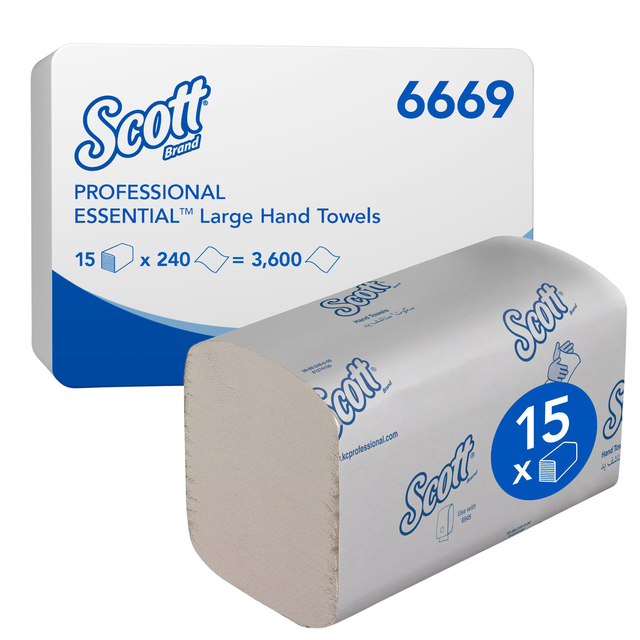 Essuie-mains Scott Essential 6669 1 épaisseur pli-i 200x318mm blanc 15x 240 feuilles