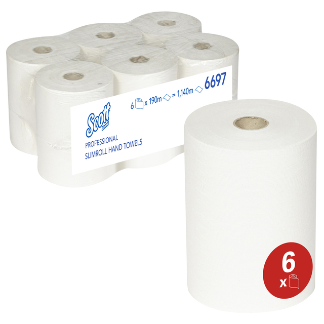 Essuie-mains Scott 6697 Slimroll 1 épaisseur 190m blanc