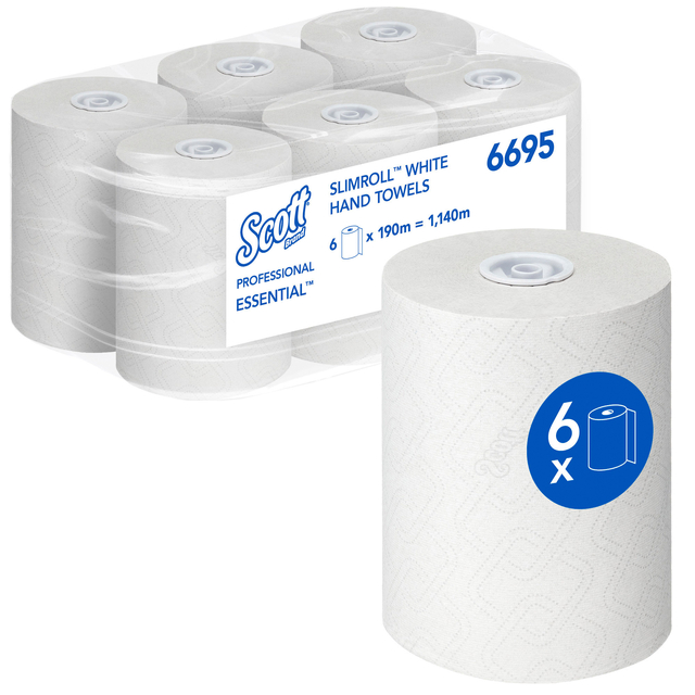 Handdoekrol Scott Essential Slimroll 1-laags 190m wit 6695