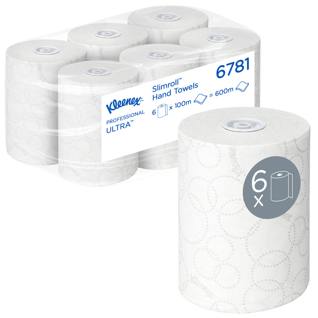 Handdoekrol Kleenex Ultra Slimroll 2-laags 100m wit 6781