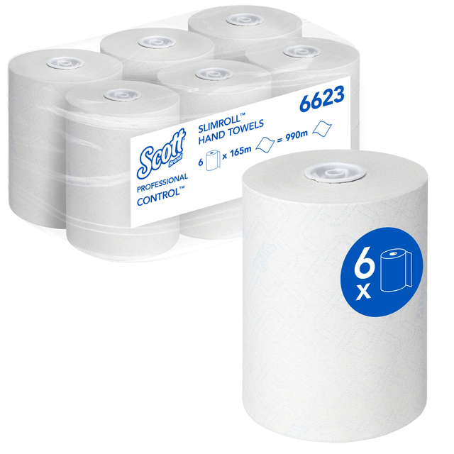 Essuie-mains Scott 6623 Slimroll 1 épaisseur 165m blanc