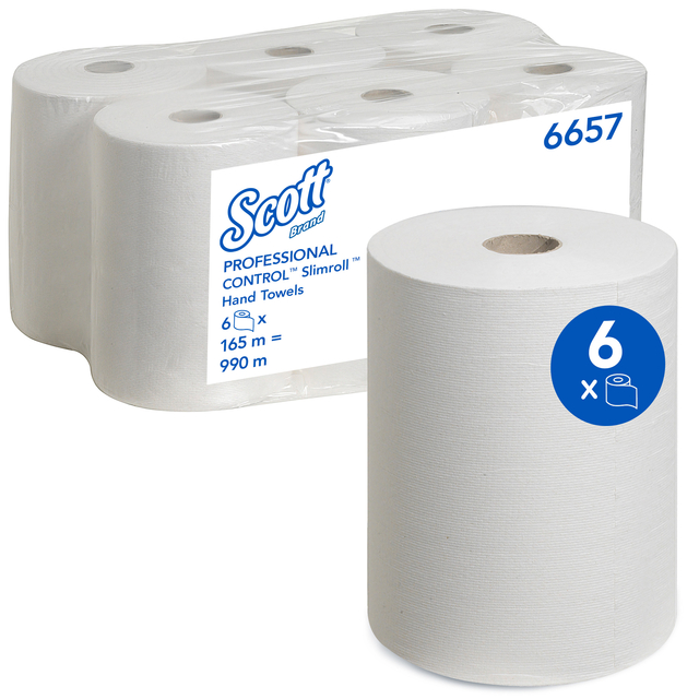 Handdoekrol Scott Control Slimroll 1-laags 165m wit 6657