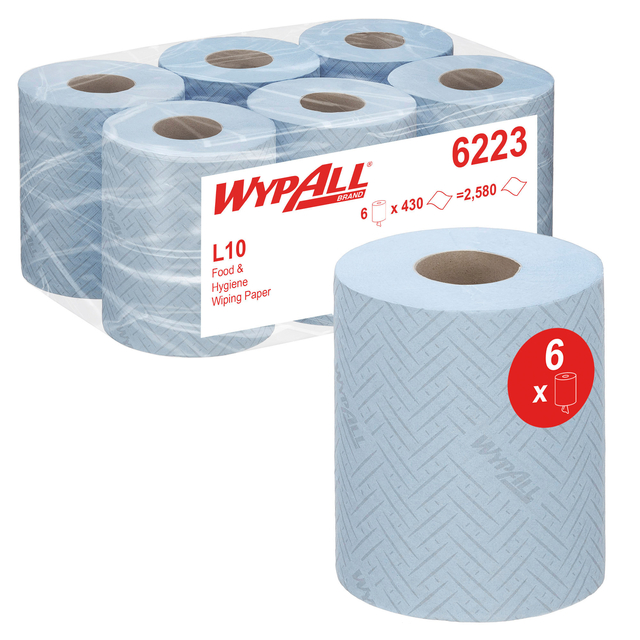 Poetspapier WypAll L10 1-laags 430 vel blauw 6223