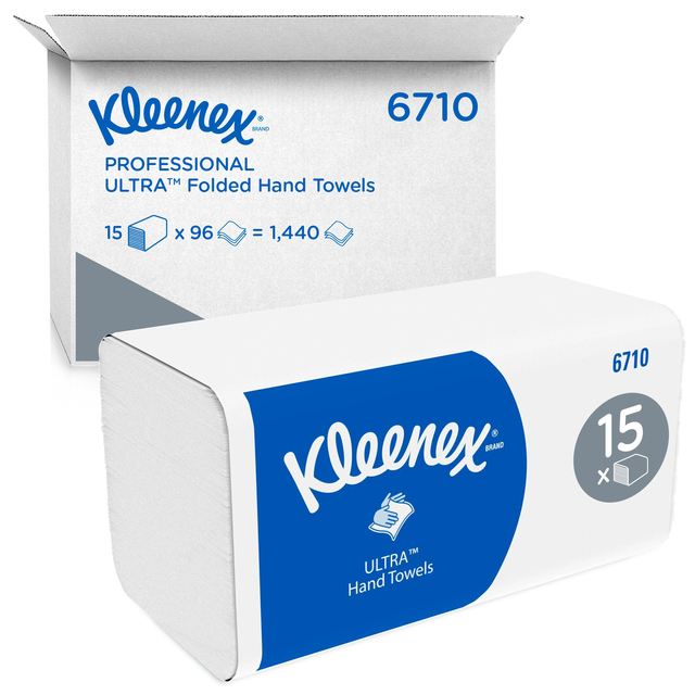 Essuie-mains Kleenex Ultra 6710  pli-I 3 épaisseurs 215x318mm blanc 15x 96 feuilles