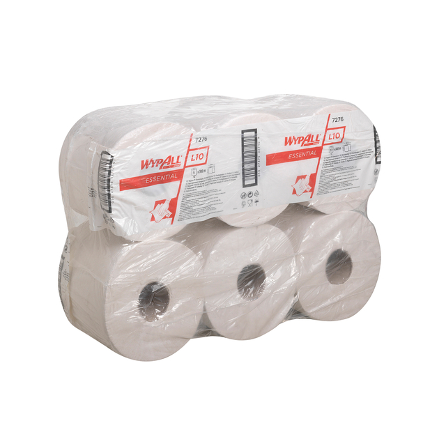 Poetsrol WypAll L10 essential 1-laags 6 rollen à 300m wit 7276