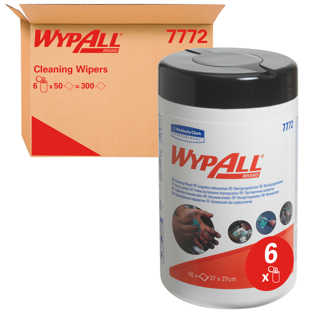Lingettes nettoyantes WypAll 7772 imprégnées 27x27cm 6x 50 feuilles vert