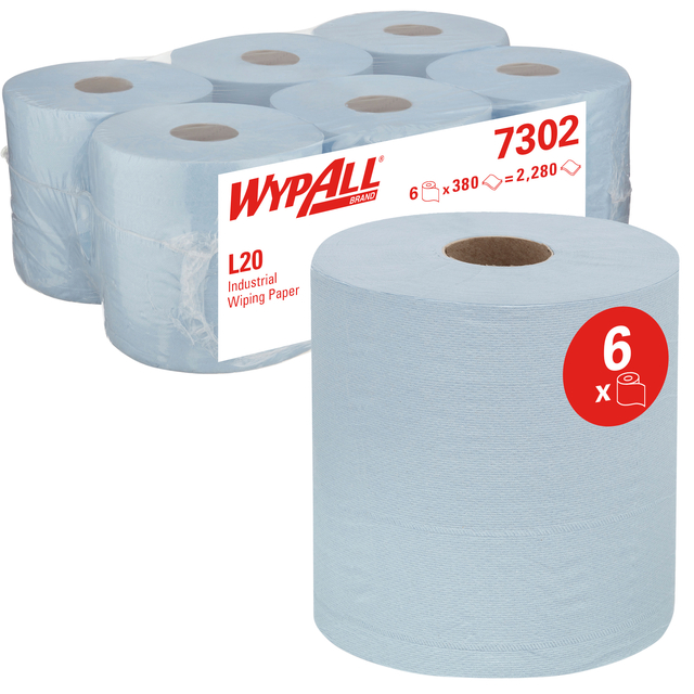 Papier d'essuyage WypAll L20 7302 2 épaisseurs 336 feuilles bleu