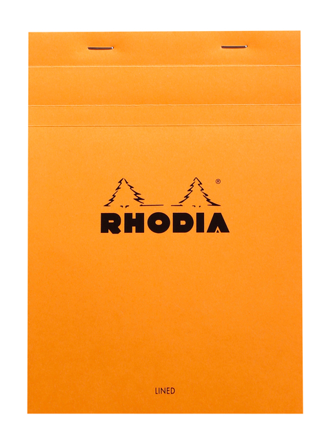 Bloc Rhodia A5 ligné + marge 80 feuilles 80g orange