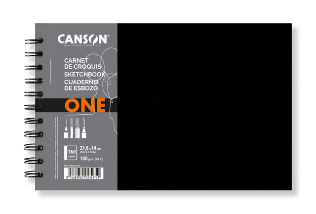 Carnet de croquis Canson Art Book One spirale 216x140mm 100g 80 feuilles blanches 100g