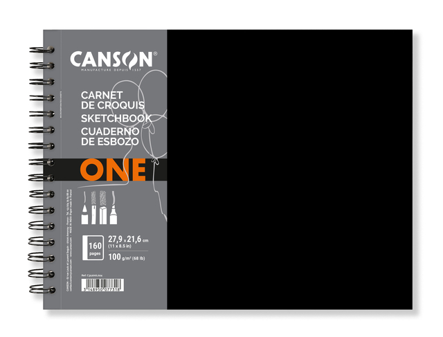 Schetsboek Canson Art Book One spiraalgebonden 160vel 100gr 279x216mm wit