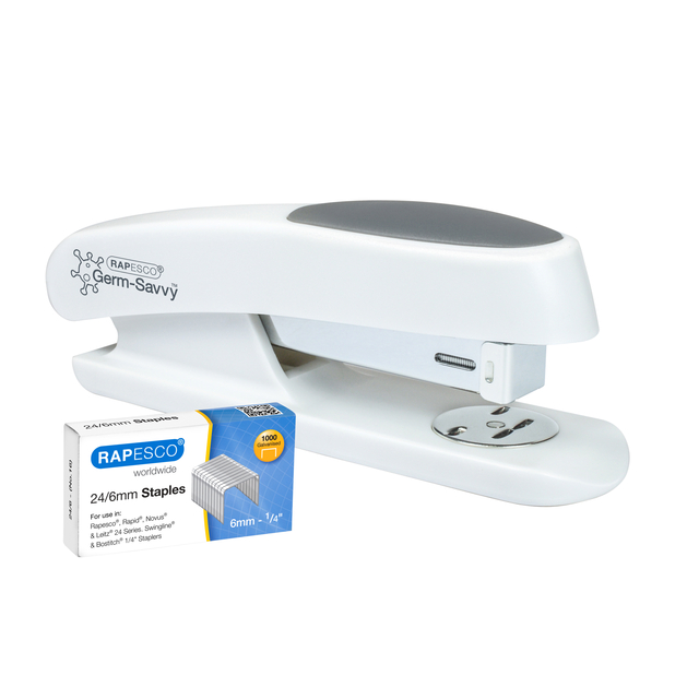 Agrafeuse Rapesco Germ-Savvy Less Effort ECO Sting Ray Antibactérien blanc