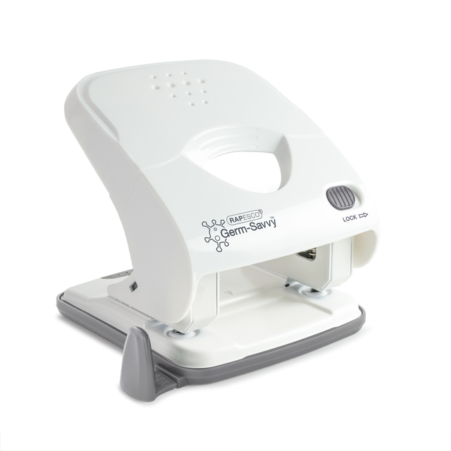 Perforateur Rapesco Germ-Savvy Less Effort Eco X5-40ps Antibactérien 2 trous blanc