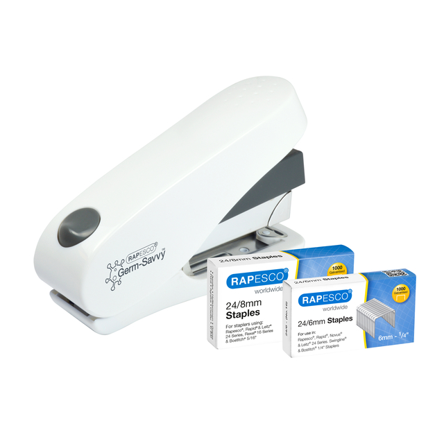 Agrafeuse Rapesco Germ-Savvy Less Effort ECO Luna Antibactérien blanc
