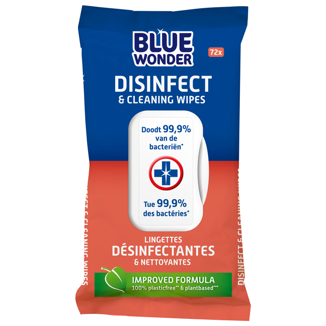 Lingettes désinfectantes et nettoyantes Blue Wonder 72 pièces