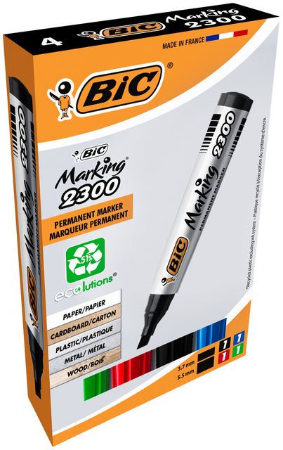 Feutre BIC ECOlutions biseau Medium boîte 4 pièces