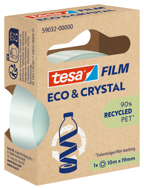 Ruban adhésif Tesa eco & crystal 59032 19mmx10m transparent blister