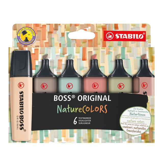 Surligneur STABILO Boss 70/6 NatureCOLORS étui 6 pièces