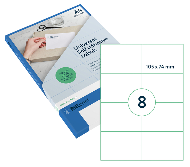 Etiket Rillprint 105x74mm mat transparant 200 stuks