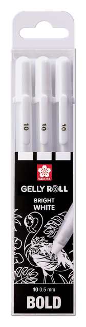 Feutre gel Sakura Gelly Roll Classic 08 set 3 pièces blanc