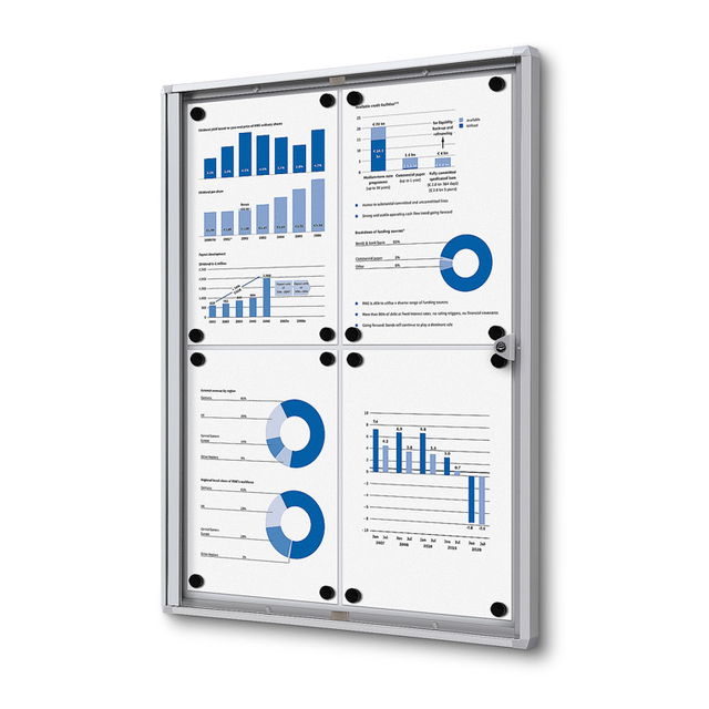 Vitrine d''affichage d''intérieur Quantore 4x A4 argent