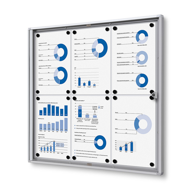 Vitrine d''affichage d''intérieur Quantore 6x A4 argent