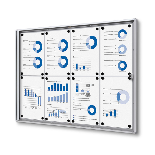 Vitrine d''affichage d''intérieur Quantore 8x A4 argent