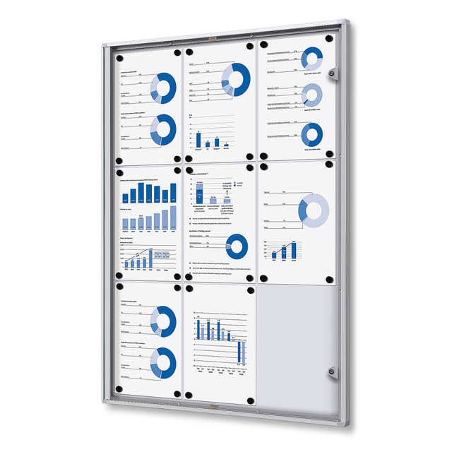 Vitrine d''affichage d''intérieur Quantore 9x A4 argent