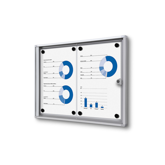 Vitrinebord Quantore voor binnen 2x A4 zilver