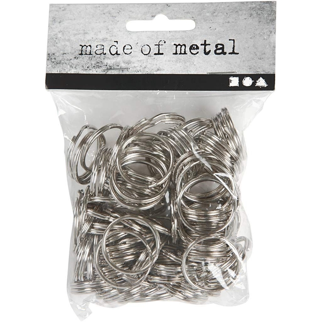 Anneau clé Creotime argenté 25mm 100 pièces