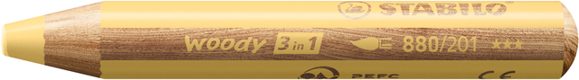 Crayon de couleur STABILO 880 woody 3-en-1 multi-surfaces pastel jaune