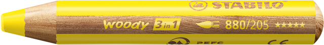 Crayon de couleur STABILO 880 woody 3-en-1 multi-surfaces jaune