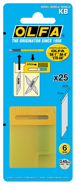 Lame de réserve Olfa KB blister 25 pièces